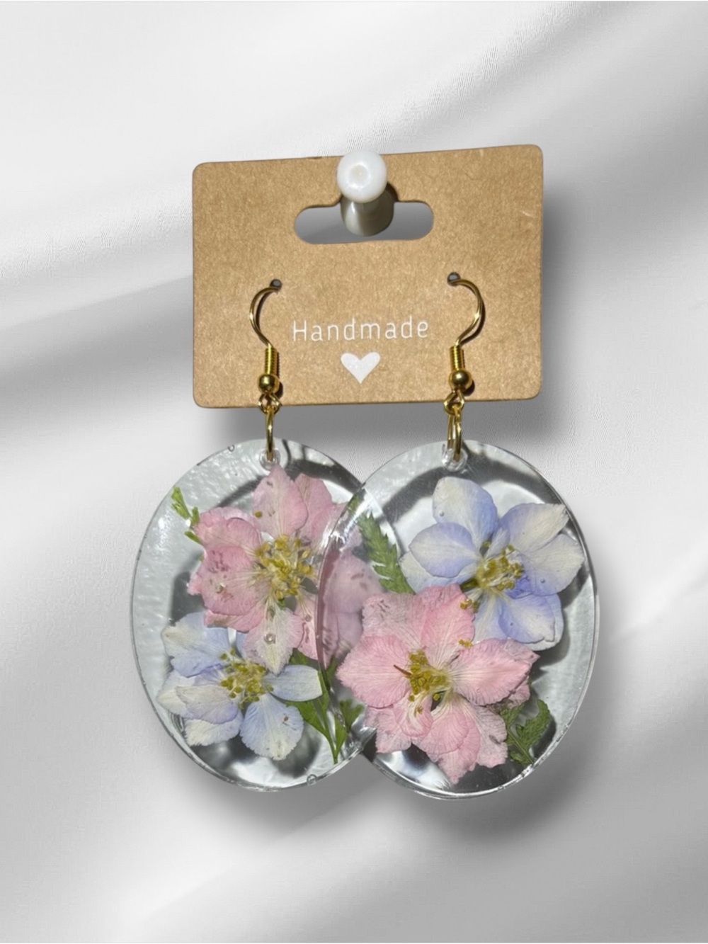 Floral Resin Earrings with Gold Hooks